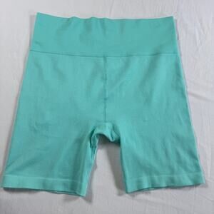 Love & Sports Aqua Teal Ribbed Bike Shorts XXL 20 Seamless Activewear